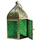 In the Breeze 9202 — Green Mini Square Tealight Lantern — Moroccan-Style Boho Chic Tealight Glass and Metal Tabletop Lantern